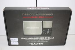 BOXED HESTON BLUEMENTHAL PRECISION DUAL PLATFORM PRECISION SCALE BY SALTER RRP £45.00Condition