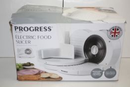 BOXED PROGRESS ELECTRIC FOOD SLICER RRP £46.69Condition ReportAppraisal Available on Request- All