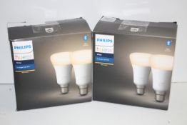 2X BOXED PHILIPS HUE PERSONAL WIRELESS LIGHTING B22 BULBS (X4) COMBINED RRP £80.00Condition
