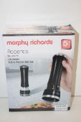 BOXED MORPHY RICHARDS ACCENTS BLACK ELECTRONIC SALT & PEPPER MILL SET RRP £29.99Condition