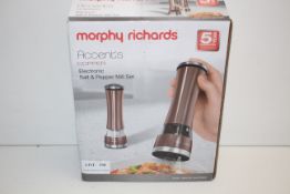 BOXED MORPHY RICHARDS ACCENTS COPPER ELECTRONIC SALT & PEPPER MILL SET RRP £29.99Condition