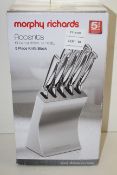 BOXED MORPHY RICHARDS ACCENTS STAINLESS STEEL 5 PIECE KNIFE BLOCK RRP £34.99Condition