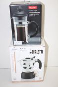 2X BOXED ASSORTED ITEMS TO INCLUDE BIALETTI MUKKA EXPRESS 2 CUP & BODUM FRENCH PRESSCondition