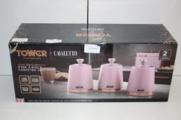 BOXED TOWER CAVELETTO ROSE GOLD EDITION PINK 3 PIECE CANISTER SET RRP £27.99Condition