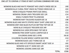 ONE LOT TO CONTAIN 17 ITEMS OF NEXT CLOTHING COMBINED RRP £336 (1045)Condition ReportALL ITEMS ARE