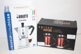 2X BOXED ITEMS TO INCLUDE BIALETTI MOKA EXPRESS 4CUP & EDITED BY LA CAFETIERRE COPPER GLASS