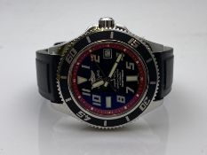 GENTS BREITLING SUPEROCEAN MODEL- A17364, BLACK RUBBER STRAP