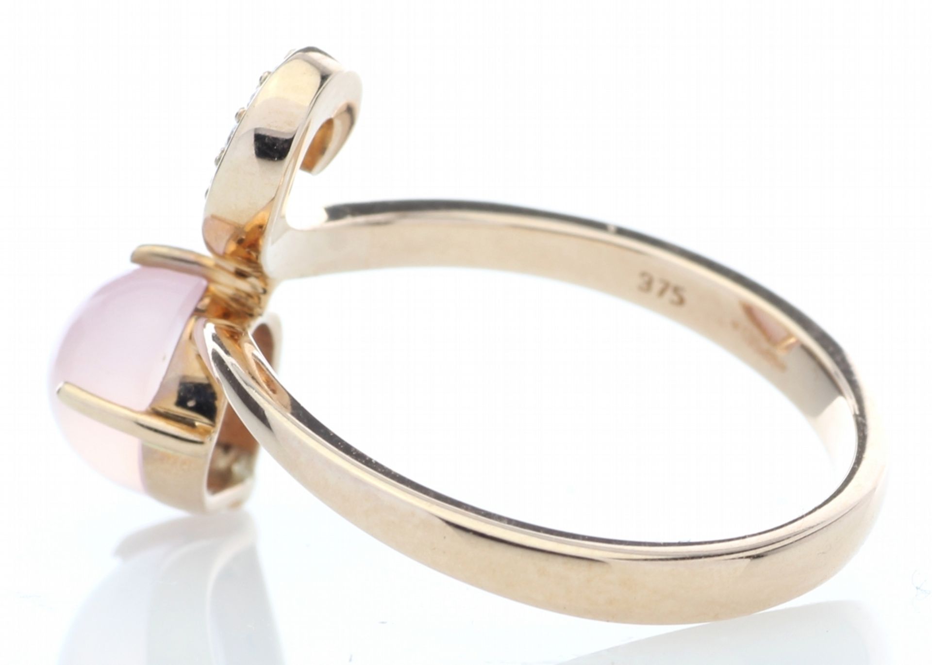 9ct Rose Gold Ladies Dress Diamond And Rose Quartz Ring (0.63) 0.09 Carats - Valued by GIE £1,895.00 - Image 3 of 4