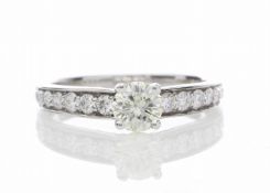 18ct White Gold Single Stone Diamond Ring With Stone Set Shoulders (0.51) 0.89 Carats - Valued by