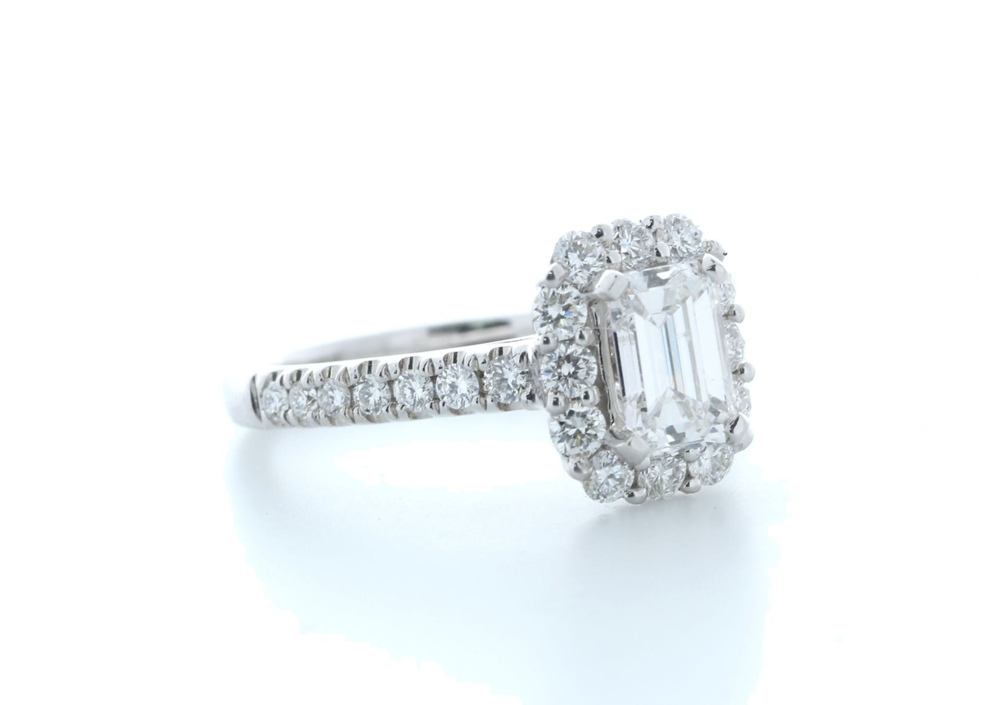18ct White Gold Single Stone With Halo Setting Ring 1.79 (1.07) Carats - Valued by IDI £26,000. - Image 2 of 5