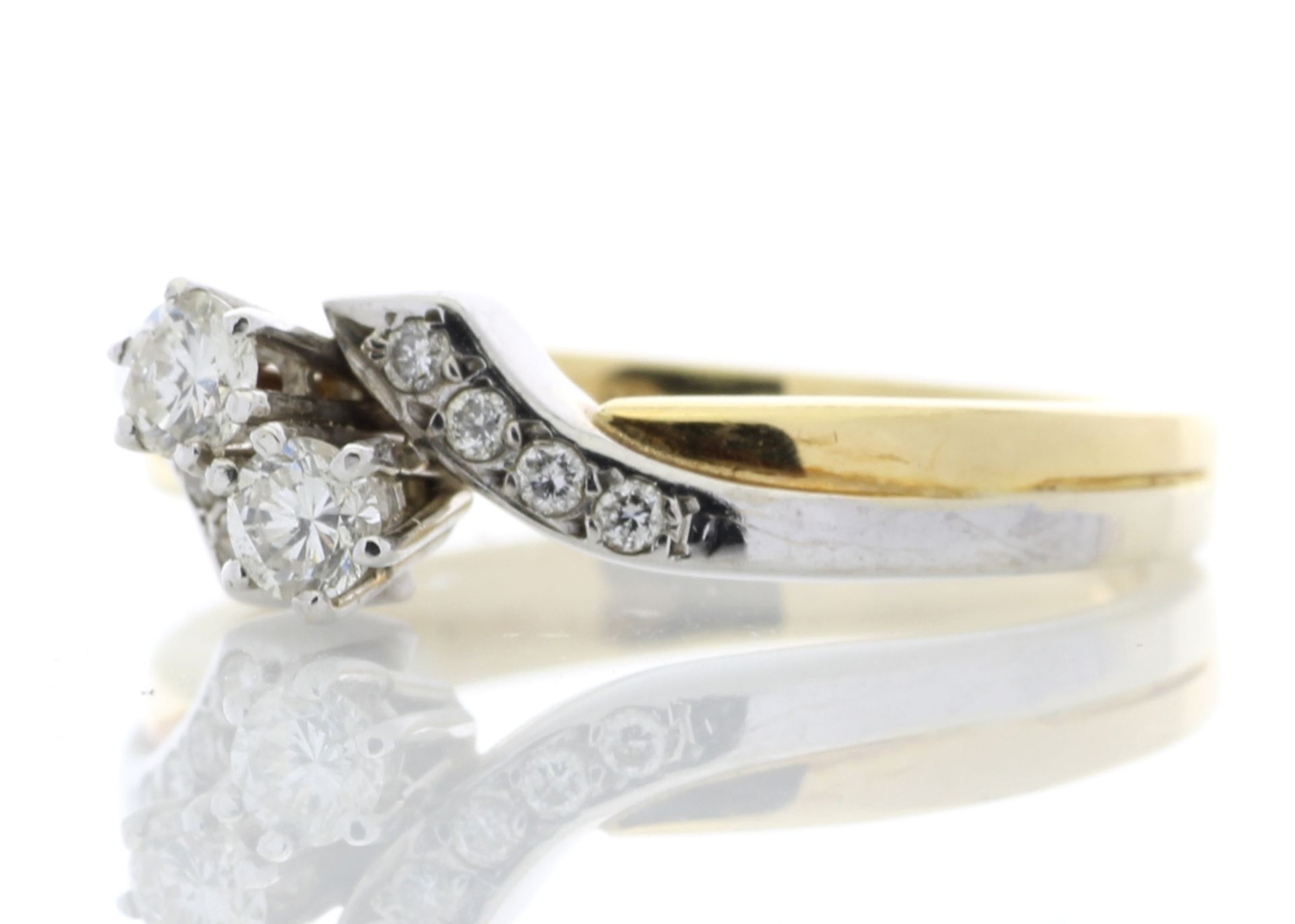 18ct Two Stone Twist With Stone Set Shoulders Diamond Ring 0.24 Carats - Valued by AGI £2,895.00 - - Image 2 of 4