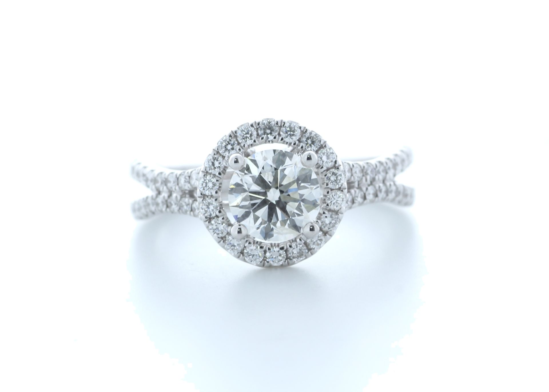 18ct White Gold Single Stone With Halo Setting Ring 1.55 (1.00) Carats - Valued by IDI £22,000.