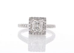 18ct White Gold Single Stone Princess Cut Diamond Ring (1.00) 1.34 Carats - Valued by GIE £22,950.00