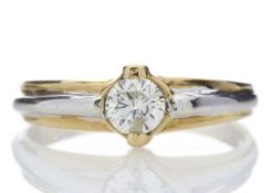 18ct Two Tone Single Stone Rub Over Set Diamond Ring 0.35 Carats - Valued by GIE £7,450.00 - A