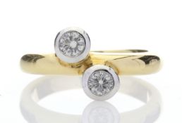18ct Two Stone Rub Over Set Diamond Ring G VS 0.36 Carats - Valued by GIE £10,350.00 - Two round