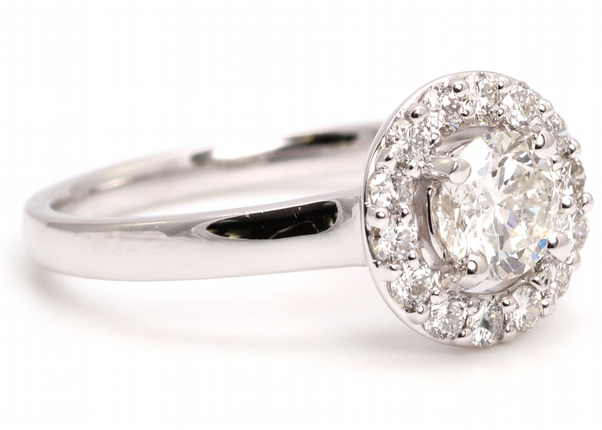 18ct White Gold Single Stone With Halo Setting Ring (0.58) 0.86 Carats - Valued by GIE £10,925. - Image 4 of 9