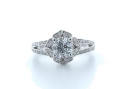 18ct White Gold Diamond Halo Ring 1.04 (0.81) Carats - Valued by IDI £9,000.00 - 18ct White Gold
