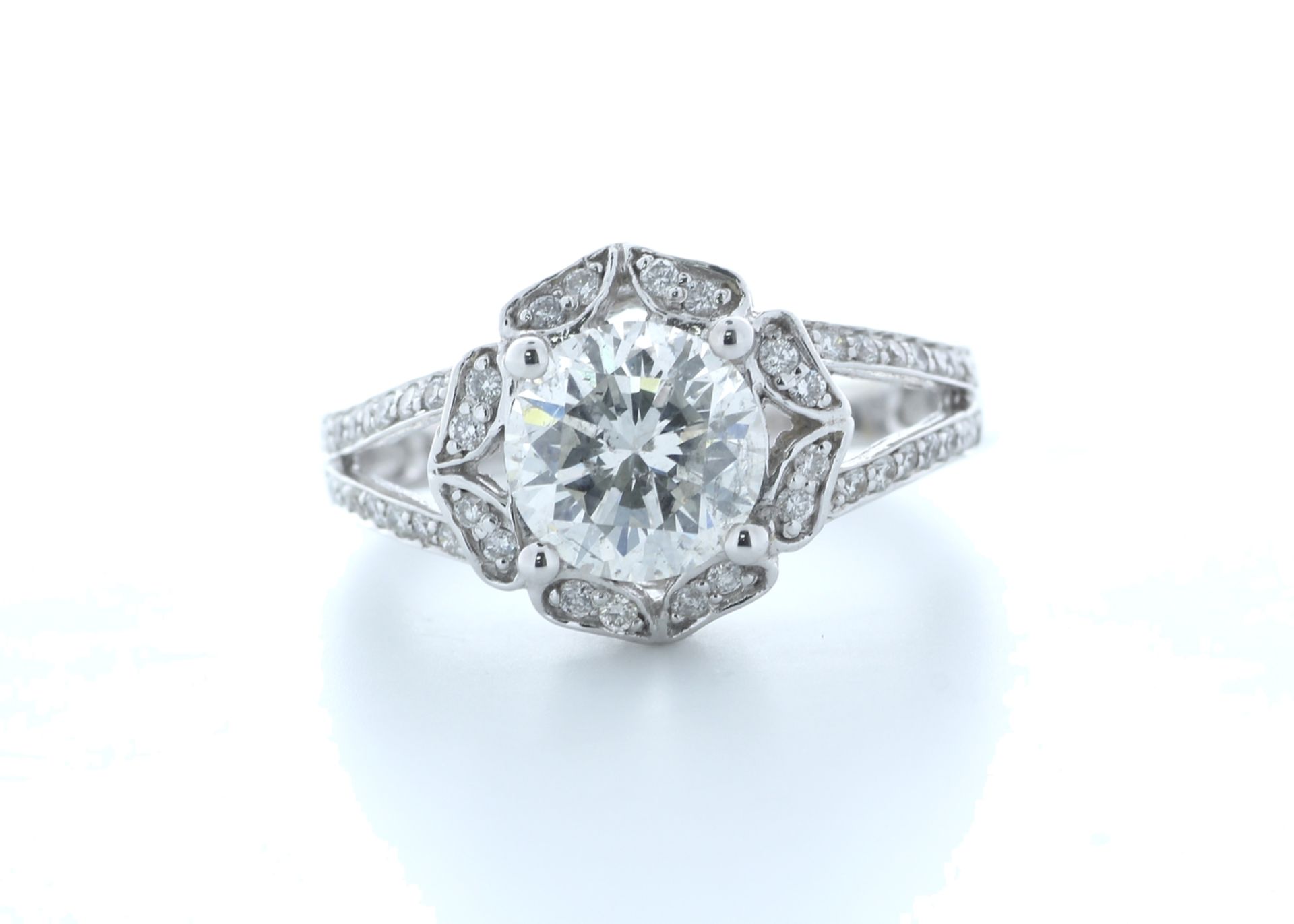 18ct White Gold Single Stone With Halo Setting Ring 2.06 (1.66) Carats - Valued by IDI £36,000.