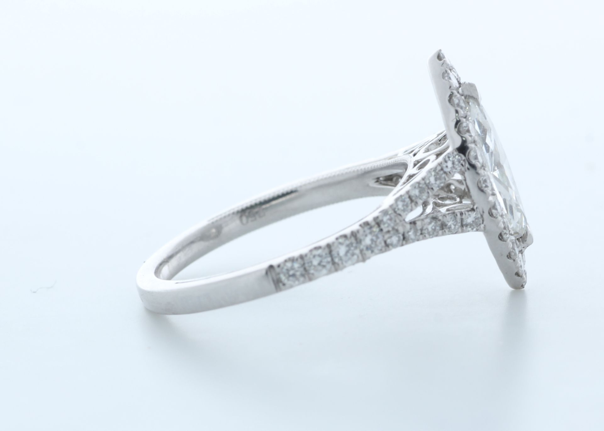 18ct White Gold Single Stone With Halo Setting Ring 1.56 (0.90) Carats - Valued by IDI £16,000. - Image 4 of 5