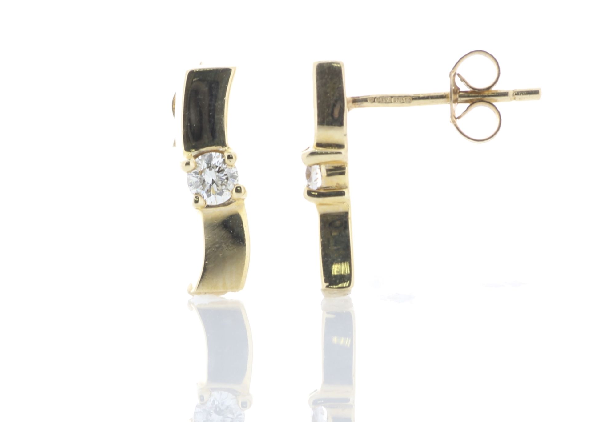 9ct Yellow Gold Wave Diamond Set Earrings 0.20 Carats - Valued by AGI £358.00 - 9ct Yellow Gold Wave