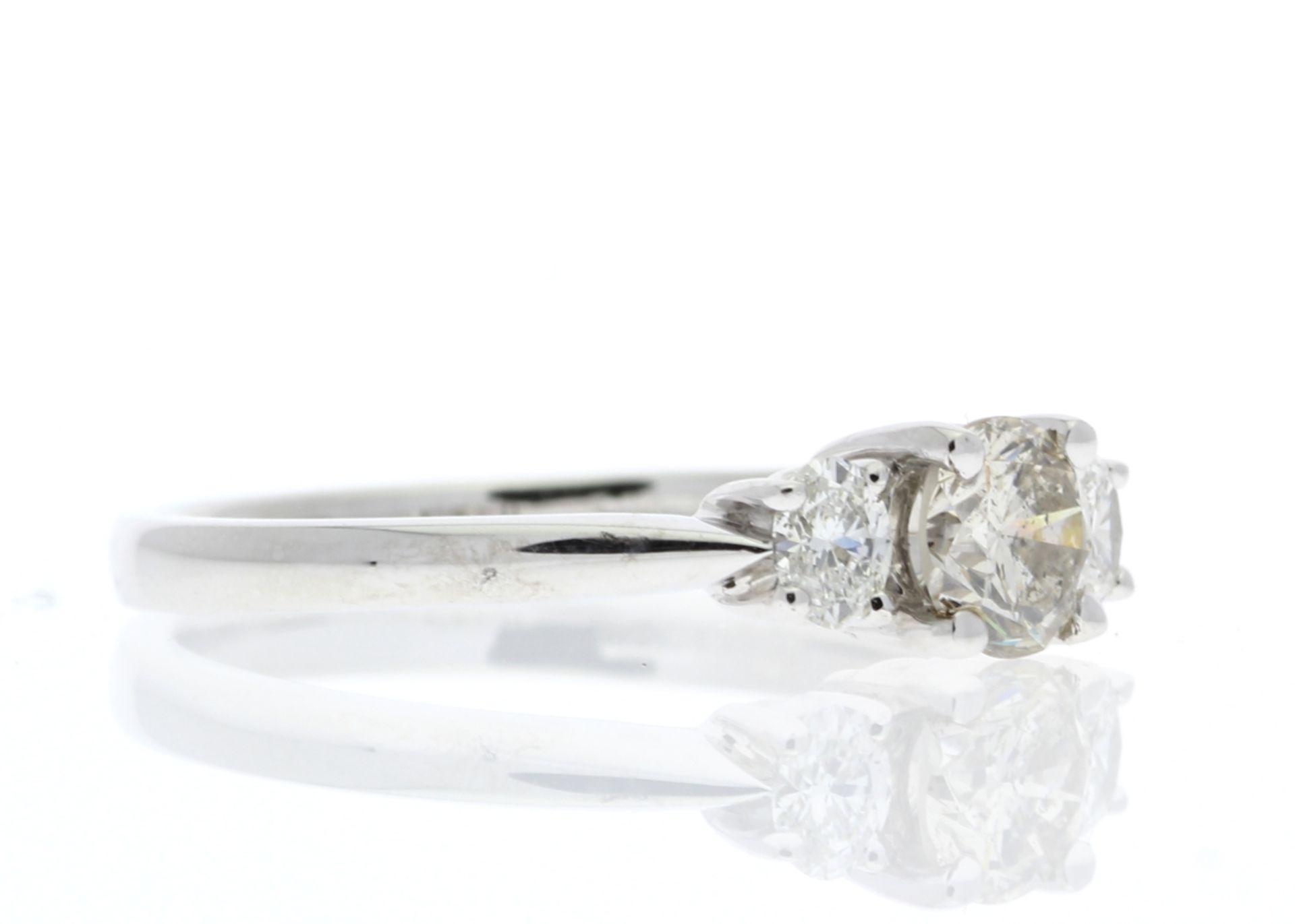 18ct White Gold Three Stone Claw Set Diamond Ring 0.73 Carats - Valued by IDI £6,500.00 - 18ct White - Image 4 of 5