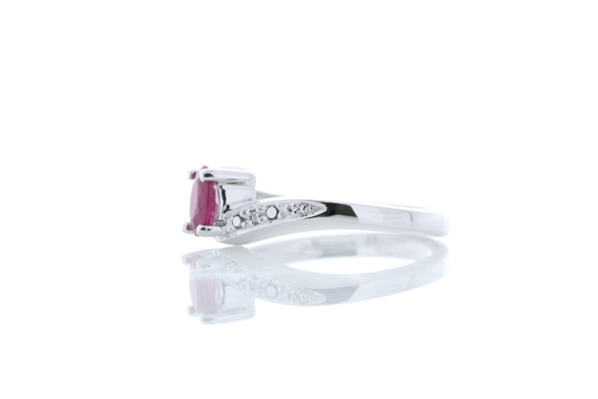 9ct White Gold Diamond And Ruby Ring 0.01 Carats - Valued by AGI £645.00 - 9ct White Gold Diamond - Image 2 of 4