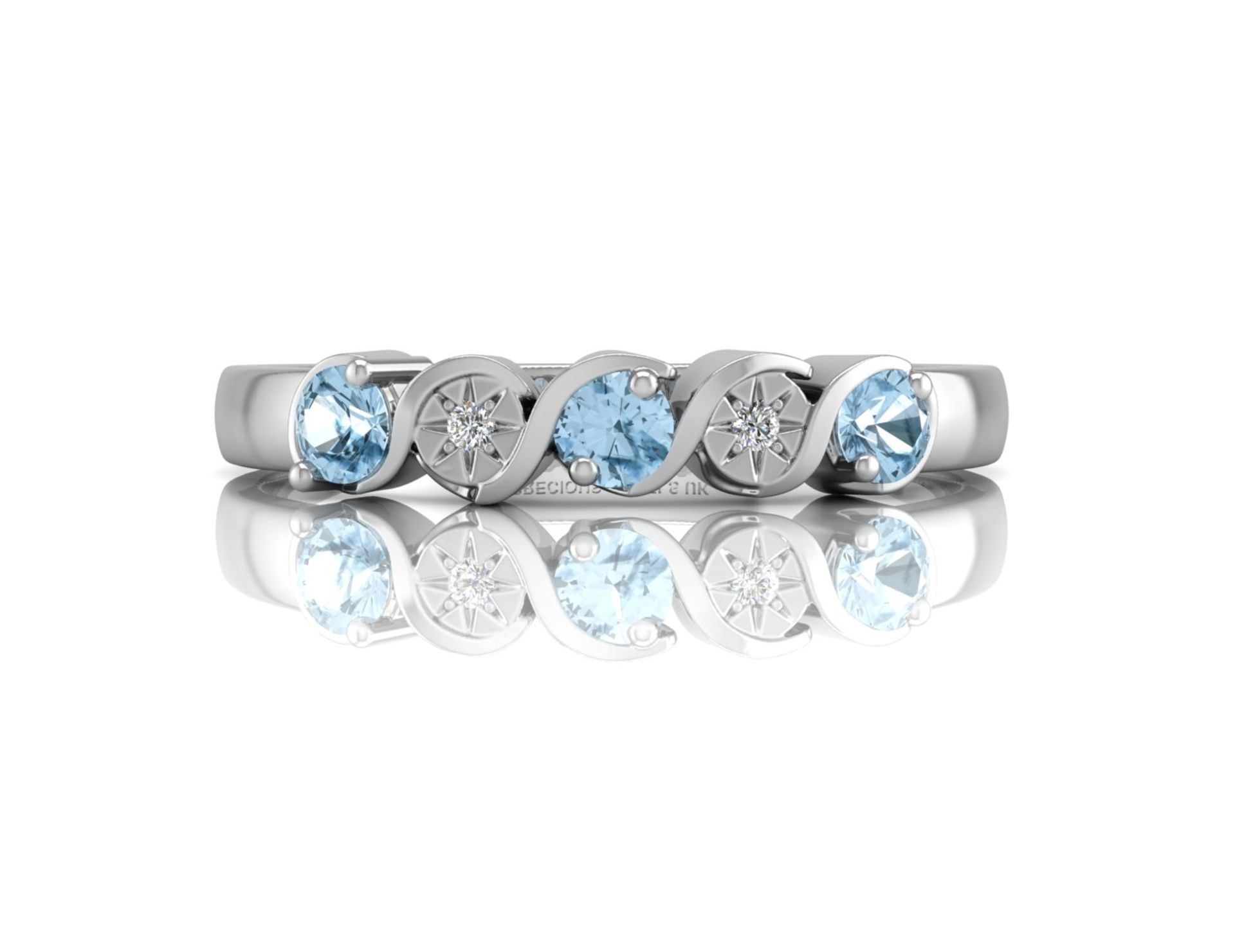 9ct White Gold Semi Eternity Diamond And Blue Topaz Ring 0.01 Carats - Valued by AGI £550.00 - 9ct - Image 4 of 4