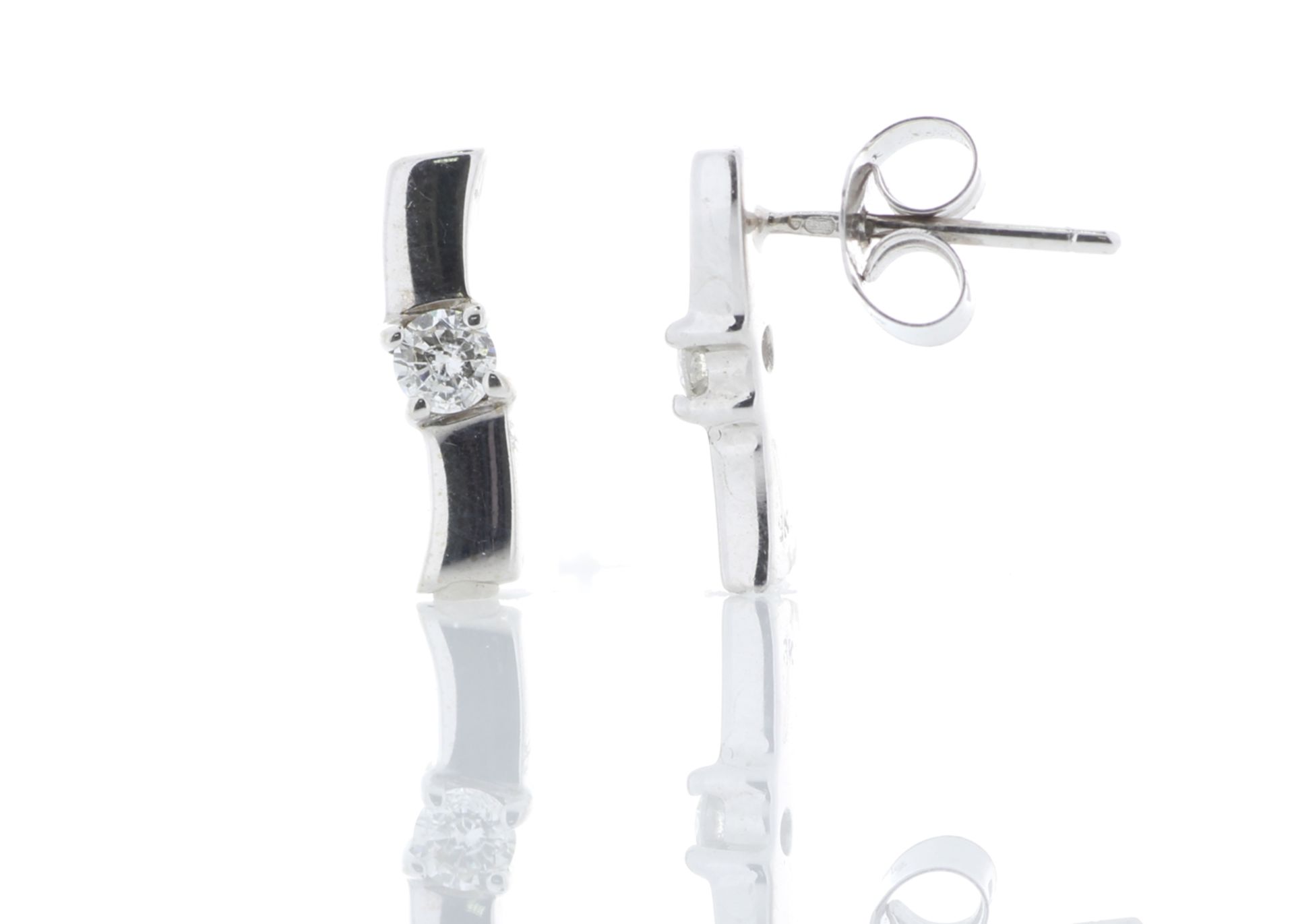 9ct White Gold Single Stone Fancy Claw Set Diamond Earring 0.20 Carats - Valued by AGI £625.00 - 9ct