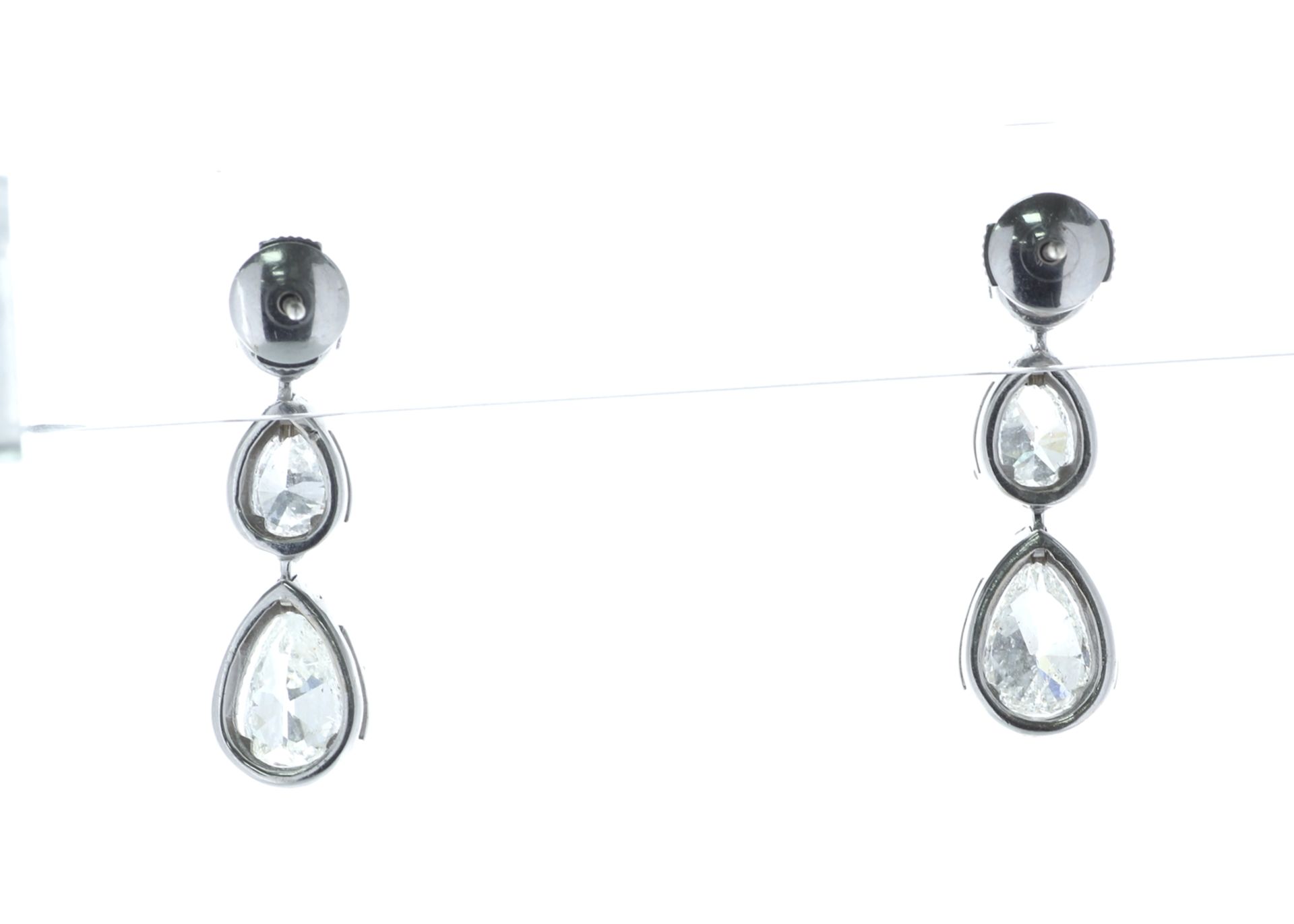 18ct White Gold Pear Shape Diamond Drop Earrings 3.43 Carats - Valued by IDI £28,950.00 - 18ct White - Image 3 of 4