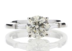 18ct White Gold Single Stone Diamond Ring With Stone Set Shoulders (1.50) 1.62 Carats - Valued by