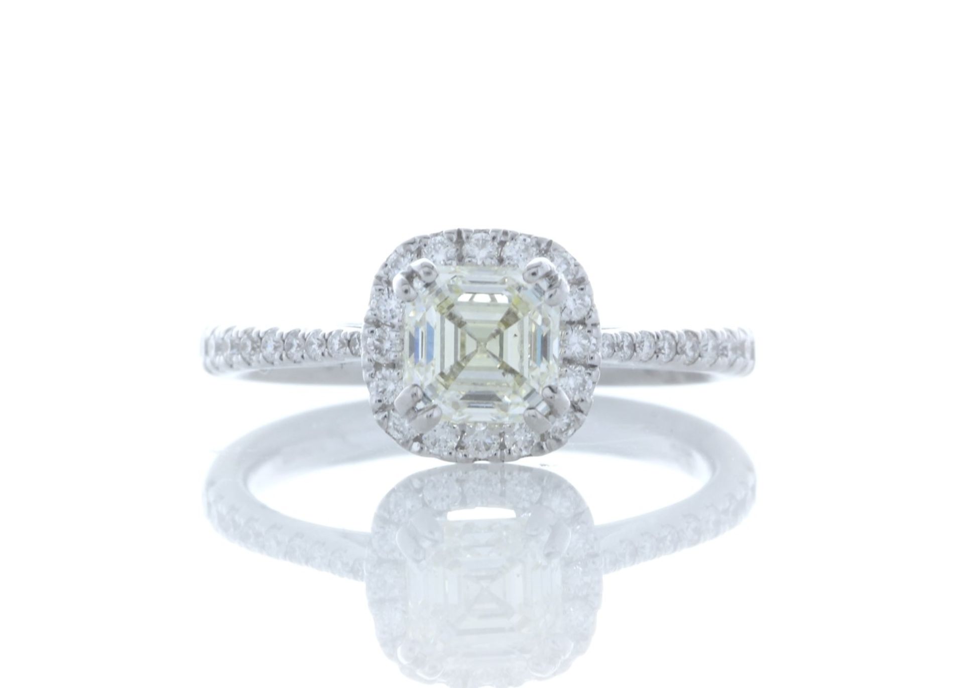 18ct White Gold Square Cut Emerald With Halo Setting Ring (1.01) 1.27 Carats - Valued by IDI £21,