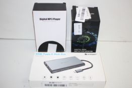 3X ASSORTED BOXED ITEMS TO INCLUDE DIGITAL MP3 PLAYER, FITFORT USB TYPE-C HUB PRO & DIGITAL HI-