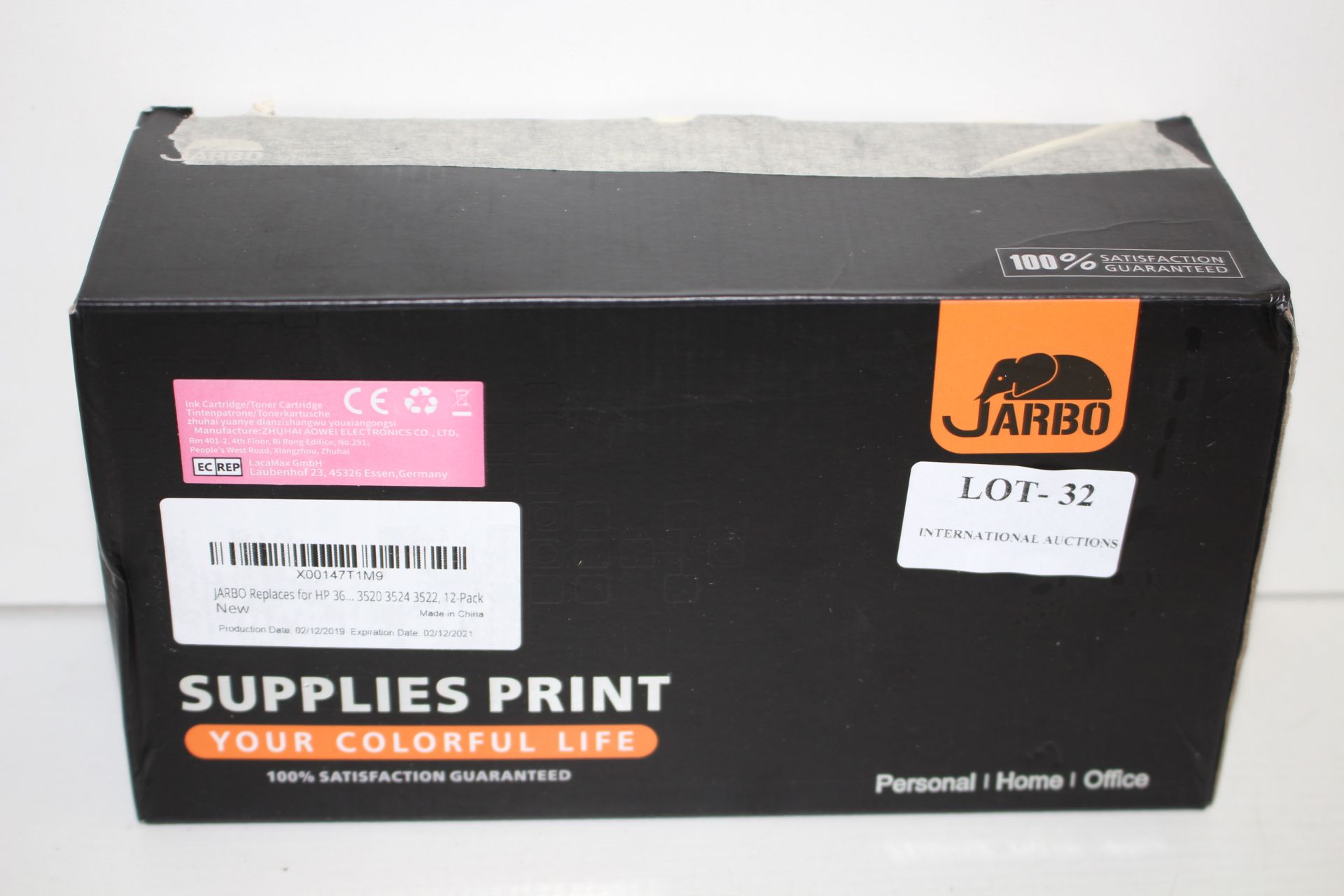 BOXED JARBO REPLACES FOR HP36 12PACKCondition ReportAppraisal Available on Request- All Items are