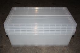 3X BOXED CLEAR PLASTIC STORAGE BOXES WITH LIDS Condition ReportAppraisal Available on Request- All