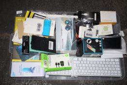 20X ASSORTED BOXED/UNBOXED ITEMS TO INCLUDE KEYBOARDS, CHARGERS, SAT NAV, CABLES, PHONE CASES &