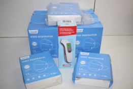 12X ASSORTED BOXED ITEMS TO INCLUDE GIMA A200 INFRARED THERMOMETER & JIANDI KN95 REPIRATOR