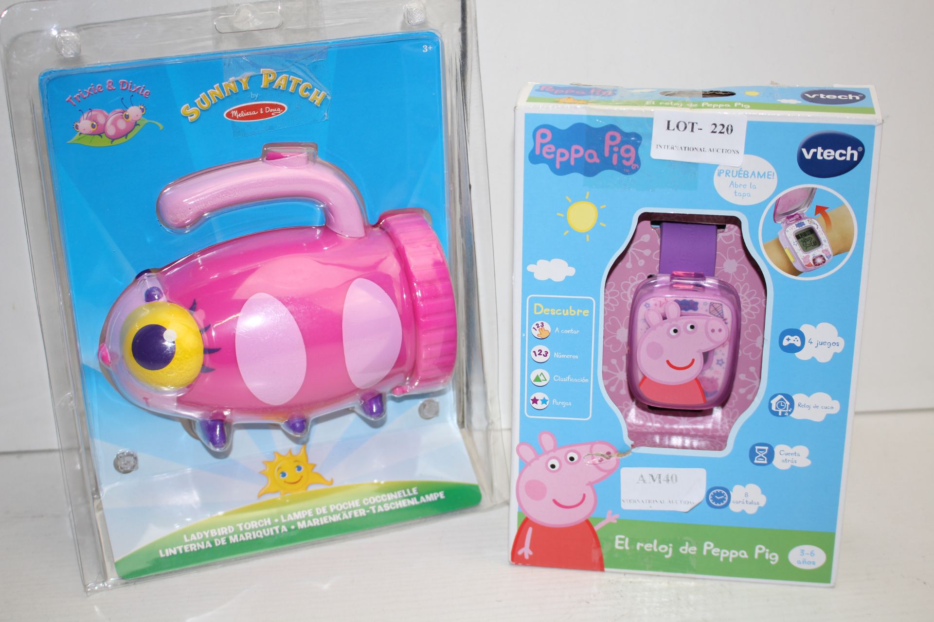 2X ASSORTED BOXED CHILDRENS ITEMS TO INCLUDE PEPPA PIG SMART WATCH & LADYBIRD TORCHCondition