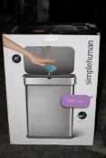 BOXED SIMPLEHUMAN DARK BRONZE STEEL RECTANGULAR SENSOR CAN 58L RRP £179.00Condition