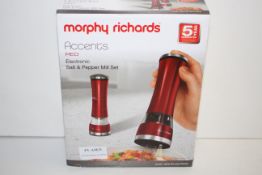 BOXED MORPHY RICHARDS ACCENTS RED ELECTRONIC SALT & PEPPER MILL SET RRP £29.99Condition