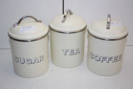 UNBOXED SET OF 3 STORAGE CANISTERS RRP £24.95Condition ReportAppraisal Available on Request- All