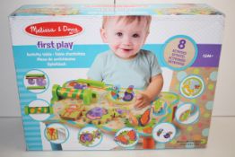 BOXED MELISSA & DOUG FIRST PLAY ACTIVITY TABLE RRP £29.99Condition ReportAppraisal Available on