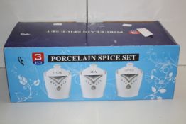 BOXED PORCELAIN SPICE SET (IMAGE DEPICTS STOCK)Condition ReportAppraisal Available on Request- All