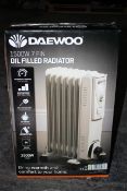 BOXED DAEWOO 1500W 7FIN OIL FILLED RADIATOR RRP £29.99Condition ReportAppraisal Available on