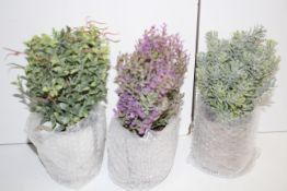 3X FAUX PLANTS IN CRACKED POTSCondition ReportAppraisal Available on Request- All Items are