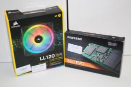 2X BOXED ASSORTED ITEMS TO INCLUDE SAMSUNG 860 EVO & CORSAIR LL120Condition ReportAppraisal
