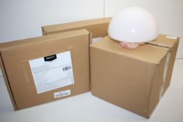 3X BOXED ASSORTED ITEMS TO INCLUDE GLASS MUSHROOM SHADE & AMAZON BASICS BED SETS Condition