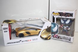 2X ASSORTED BOXED ITEMS TO INCLUDE MCLAREN 675LT & POP VENOMISED CAPTAIN AMERICACondition