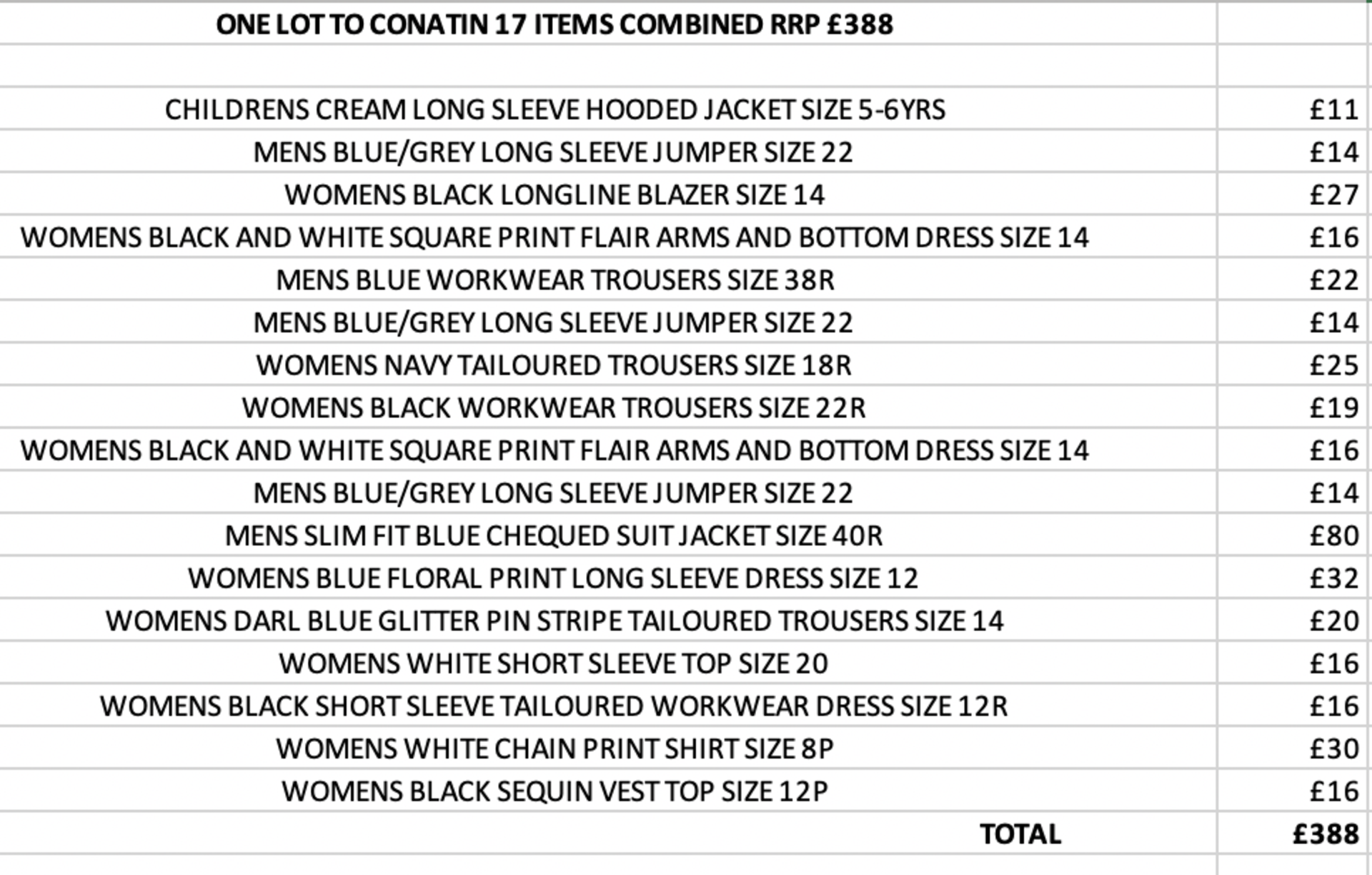 ONE LOT TO CONATIN 17 ITEMS COMBINED RRP £388 (1056)Condition ReportALL ITEMS ARE BRAND NEW WITH