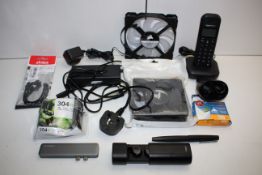 10X ASSORTED ITEMS TO INCLUDE IHAPER WIRELESS EAR BUDS, HP INK, CORSAIR FAN & OTHER (IMAGE DEPICTS