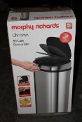 BOXED MORPHY RICHARDS CHROMA 50 LITRE SENSOR BIN RRP £49.99Condition ReportAppraisal Available on